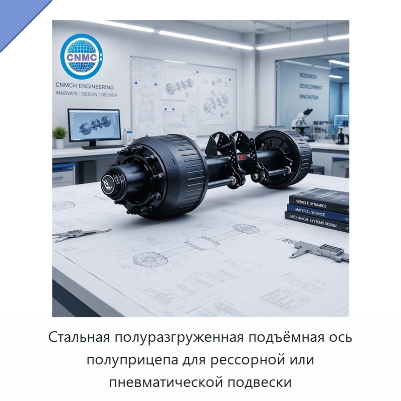 Стальная полуразгруженная подъёмная ось полуприцепа для рессорной или пневматической подвески — Запчасти и аксессуары для прицепов