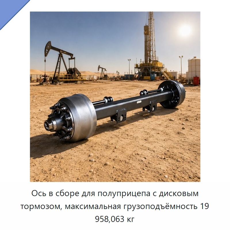 Ось в сборе для полуприцепа с дисковым тормозом, максимальная грузоподъёмность 19 958,063 кг — Запчасти и аксессуары для прицепов
