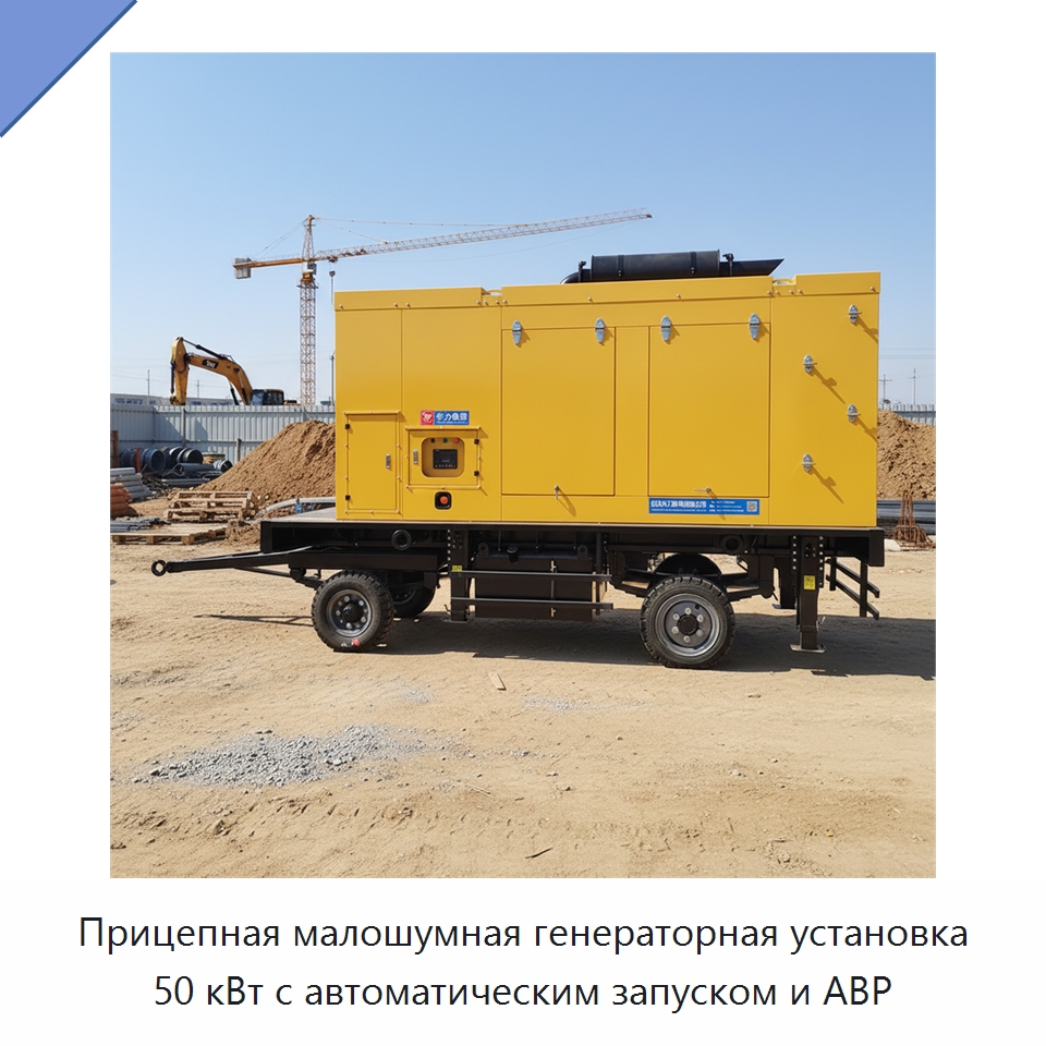 Прицепная малошумная генераторная установка 50 кВт с автоматическим запуском и АВР — Дизельные генераторы