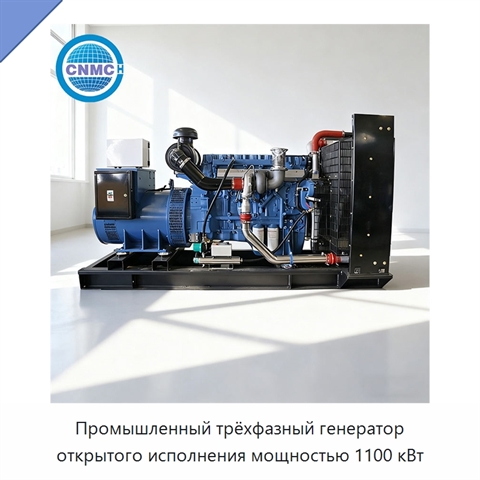 Промышленный трёхфазный генератор открытого исполнения мощностью 1100 кВт