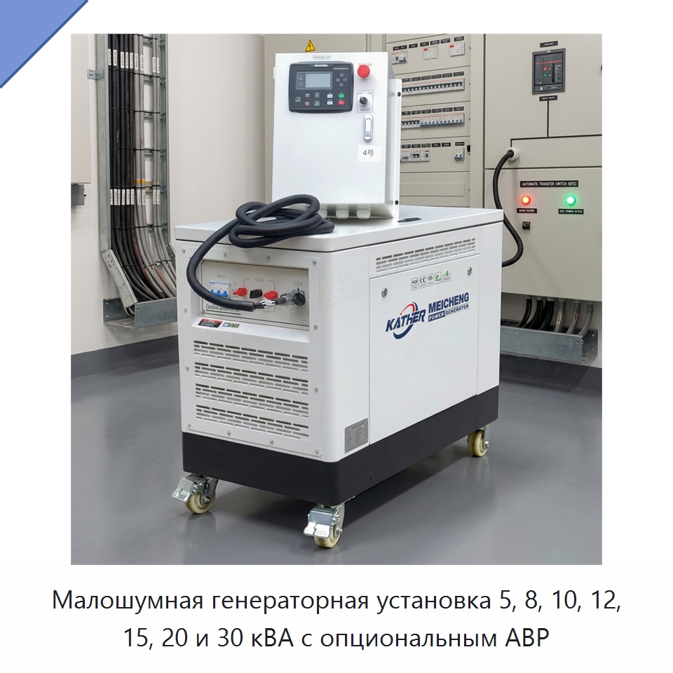Малошумная генераторная установка 5, 8, 10, 12, 15, 20 и 30 кВА с опциональным АВР — Бензиновые генераторы