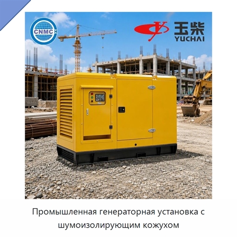 Промышленная генераторная установка с шумоизолирующим кожухом