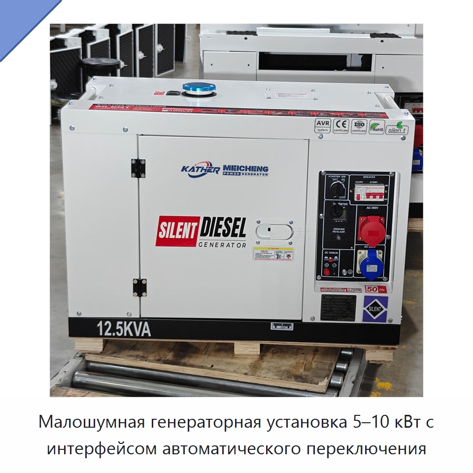 Малошумная генераторная установка 5–10 кВт с интерфейсом автоматического переключения — Дизельные генераторы