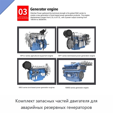 Комплект запасных частей двигателя для аварийных резервных генераторов