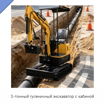 3-тонный гусеничный экскаватор с кабиной