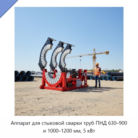 Аппарат для стыковой сварки труб ПНД 630–900 и 1000–1200 мм, 5 кВт
