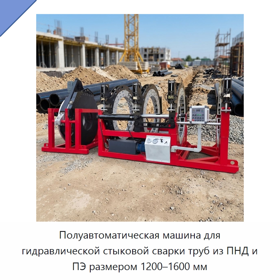Полуавтоматическая машина для гидравлической стыковой сварки труб из ПНД и ПЭ размером 1200–1600 мм