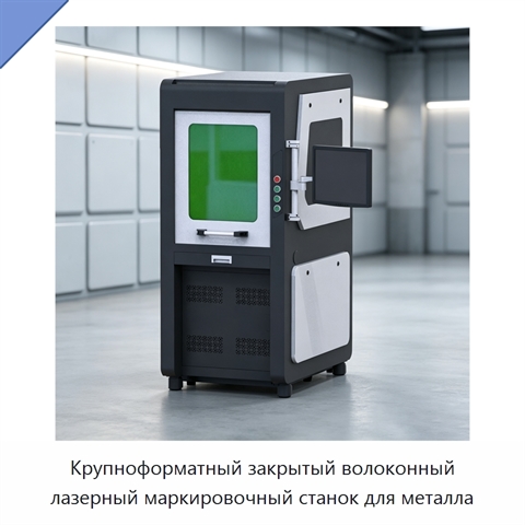 Крупноформатный закрытый волоконный лазерный маркировочный станок для металла