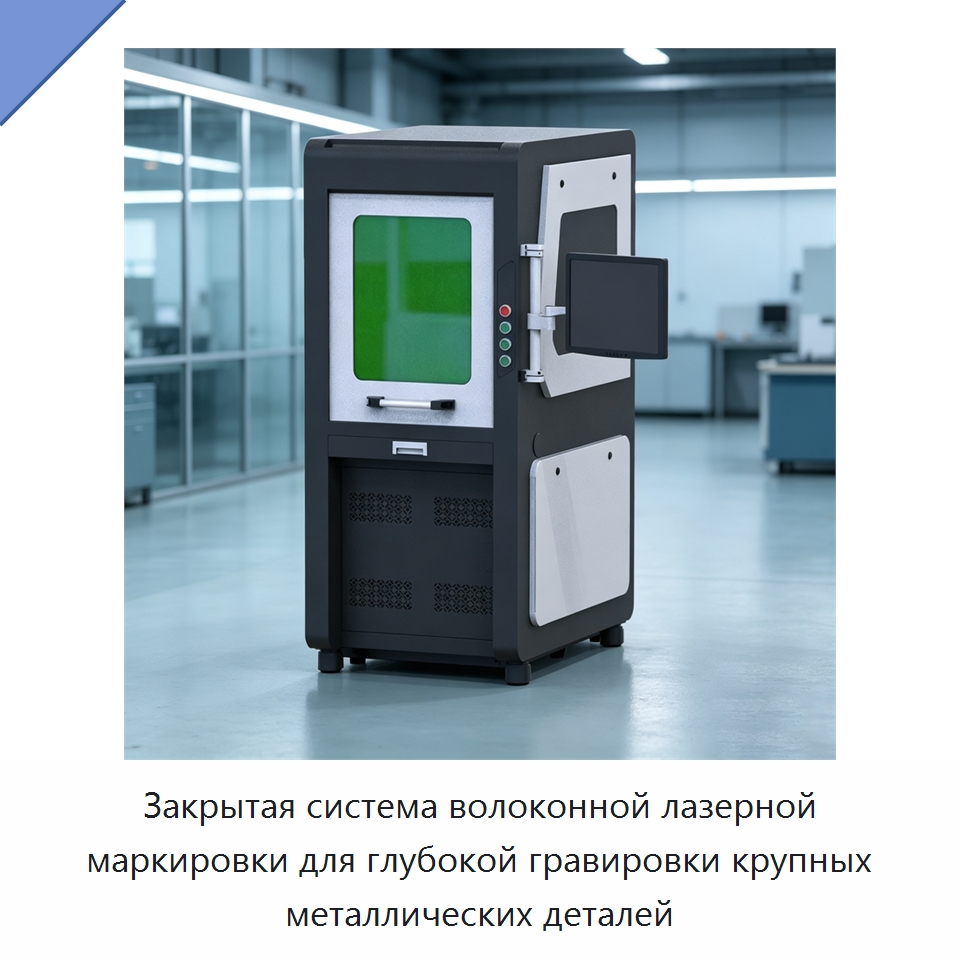 Закрытая система волоконной лазерной маркировки для глубокой гравировки крупных металлических деталей — Лазерные маркировочные станки