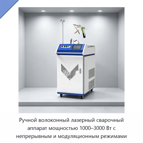Ручной волоконный лазерный сварочный аппарат мощностью 1000–3000 Вт с непрерывным и модуляционным режимами