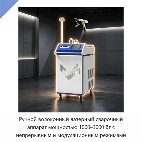 Ручной волоконный лазерный сварочный аппарат мощностью 1000–3000 Вт с непрерывным и модуляционным режимами