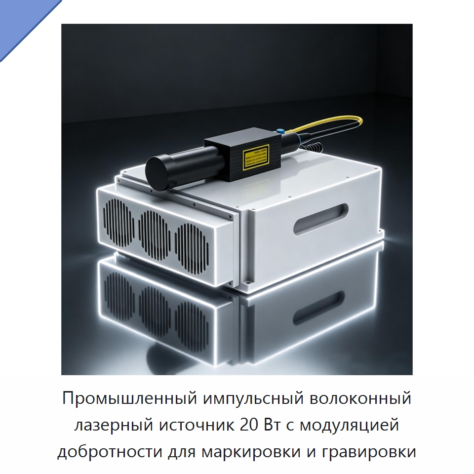 Промышленный импульсный волоконный лазерный источник 20 Вт с модуляцией добротности для маркировки и гравировки — Комплектующие для лазерного оборудования