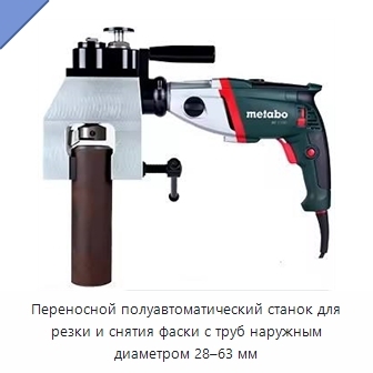 Переносной полуавтоматический станок для резки и снятия фаски с труб наружным диаметром 28–63 мм
