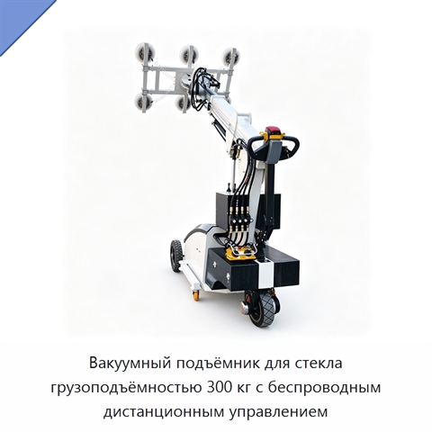 Вакуумный подъёмник для стекла грузоподъёмностью 300 кг с беспроводным дистанционным управлением