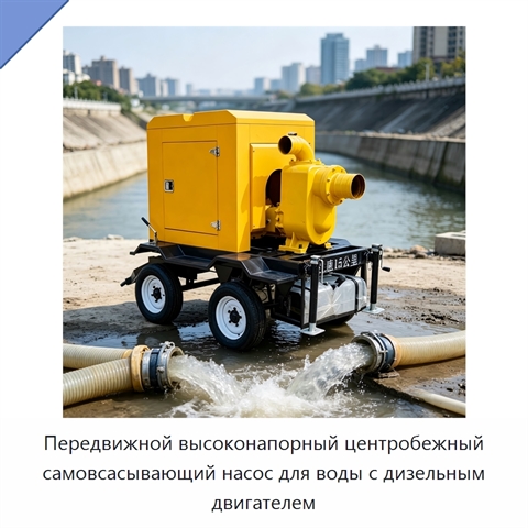 Передвижной высоконапорный центробежный самовсасывающий насос для воды с дизельным двигателем