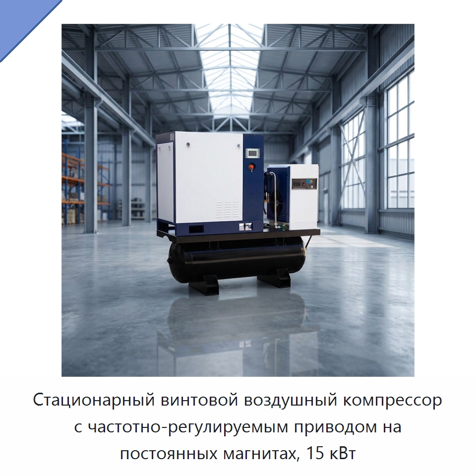 Стационарный винтовой воздушный компрессор с частотно-регулируемым приводом на постоянных магнитах, 15 кВт — Промышленные компрессоры