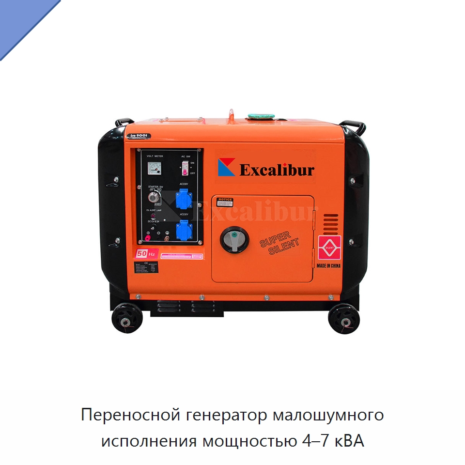 Переносной генератор малошумного исполнения мощностью 4–7 кВА — Дизельные генераторы