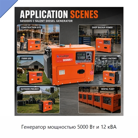 Генератор мощностью 5000 Вт и 12 кВА