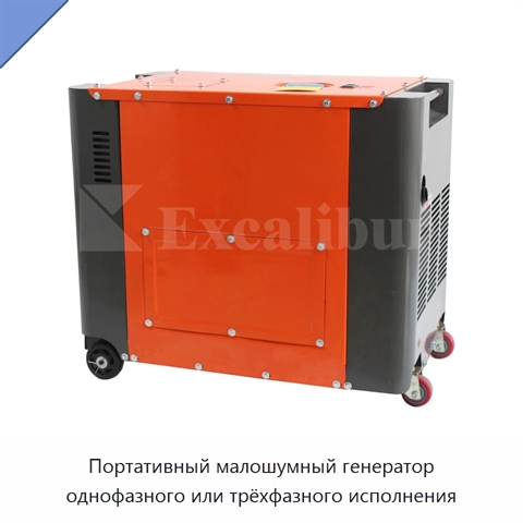 Портативный малошумный генератор однофазного или трёхфазного исполнения