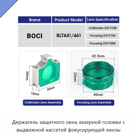 Держатель защитного окна лазерной головки с выдвижной кассетой фокусирующей линзы