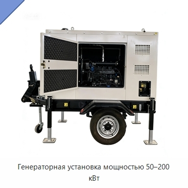 Генераторная установка мощностью 50–200 кВт
