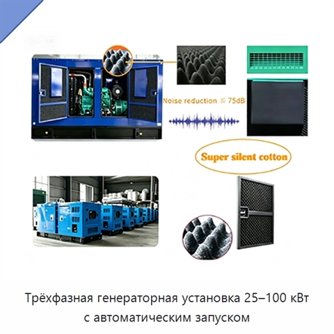 Трёхфазная генераторная установка 25–100 кВт с автоматическим запуском