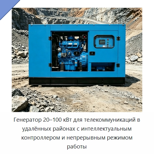 Генератор 20–100 кВт для телекоммуникаций в удалённых районах с интеллектуальным контроллером и непрерывным режимом работы — Дизельные генераторы