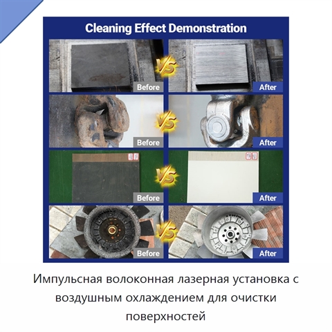 Импульсная волоконная лазерная установка с воздушным охлаждением для очистки поверхностей