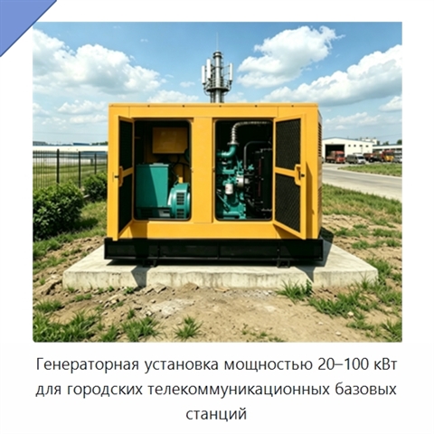 Генераторная установка мощностью 20–100 кВт для городских телекоммуникационных базовых станций