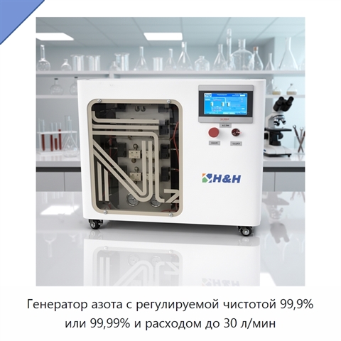 Генератор азота с регулируемой чистотой 99,9% или 99,99% и расходом до 30 л/мин