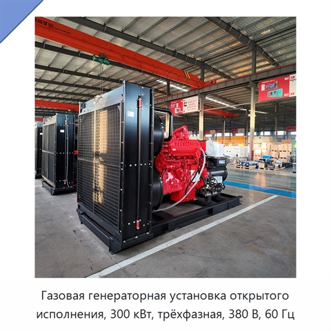 Газовая генераторная установка открытого исполнения, 300 кВт, трёхфазная, 380 В, 60 Гц
