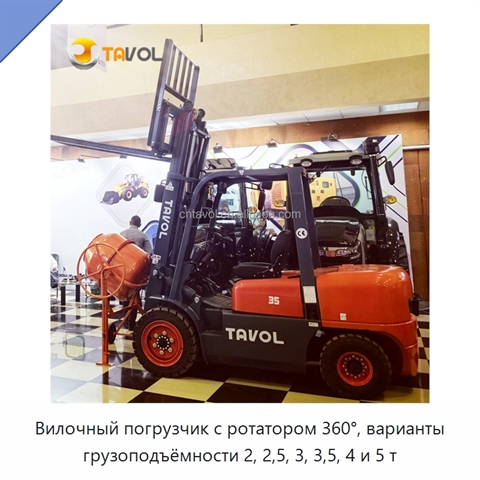 Вилочный погрузчик с ротатором 360°, варианты грузоподъёмности 2, 2,5, 3, 3,5, 4 и 5 т