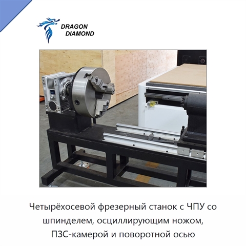 Четырёхосевой фрезерный станок с ЧПУ со шпинделем, осциллирующим ножом, ПЗС-камерой и поворотной осью