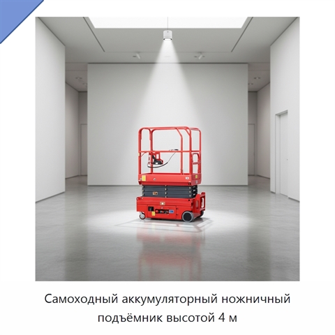 Самоходный аккумуляторный ножничный подъёмник высотой 4 м