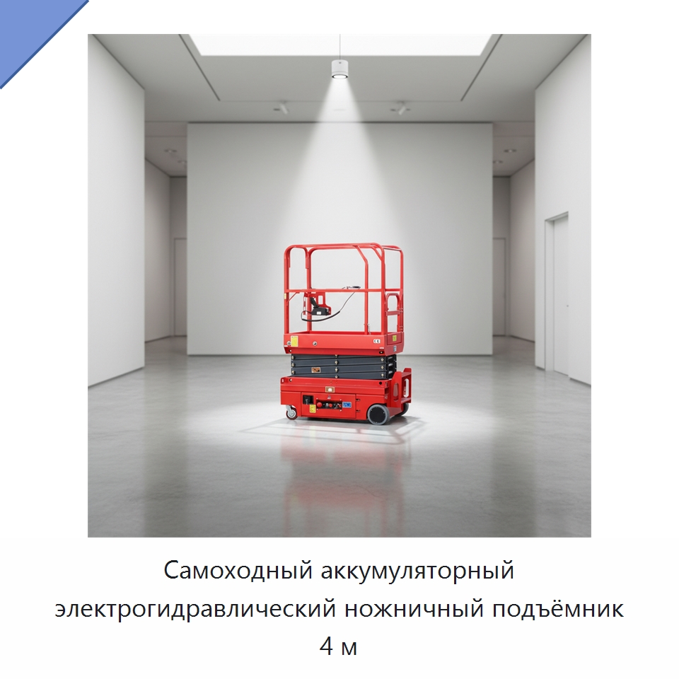 Самоходный аккумуляторный электрогидравлический ножничный подъёмник 4 м