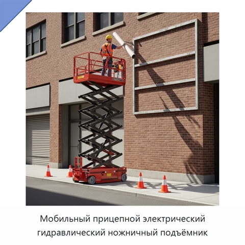 Мобильный прицепной электрический гидравлический ножничный подъёмник