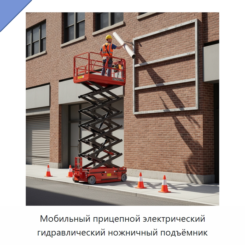 Мобильный прицепной электрический гидравлический ножничный подъёмник