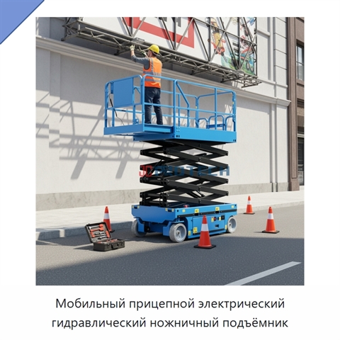 Мобильный прицепной электрический гидравлический ножничный подъёмник