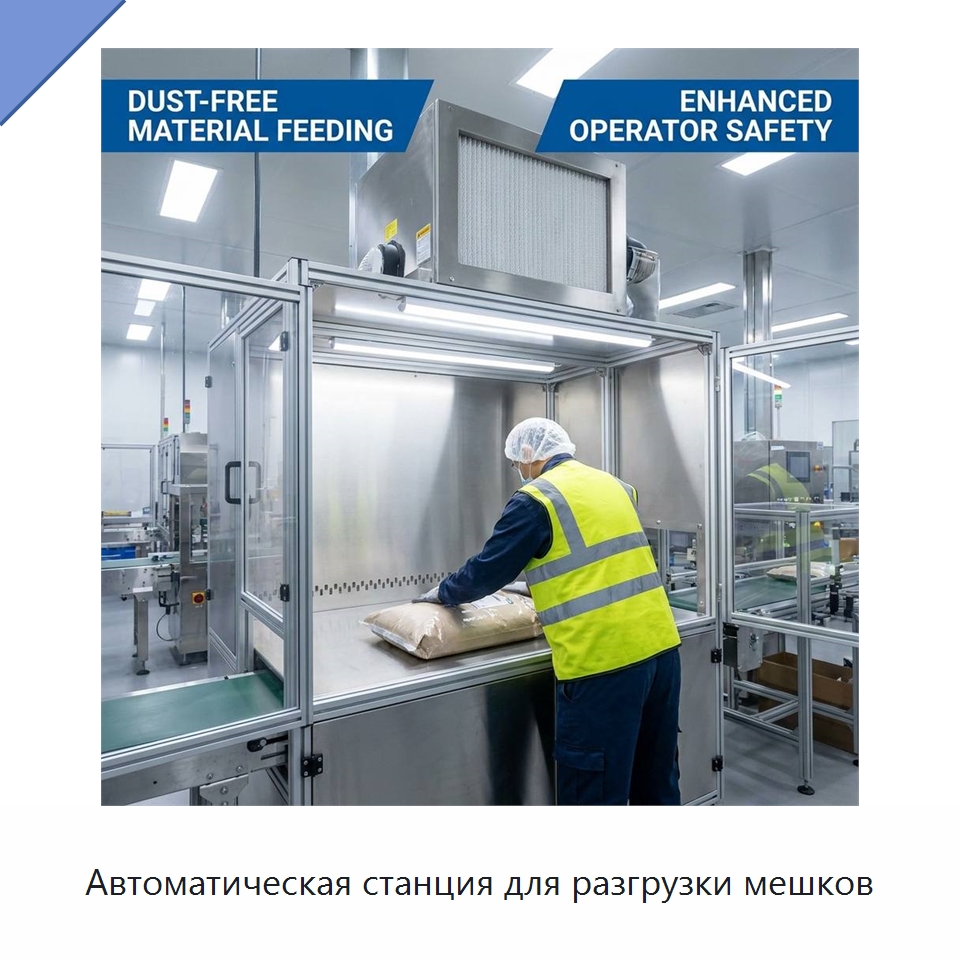 Автоматическая станция для разгрузки мешков — Линия по обработке пластмассовых изделий