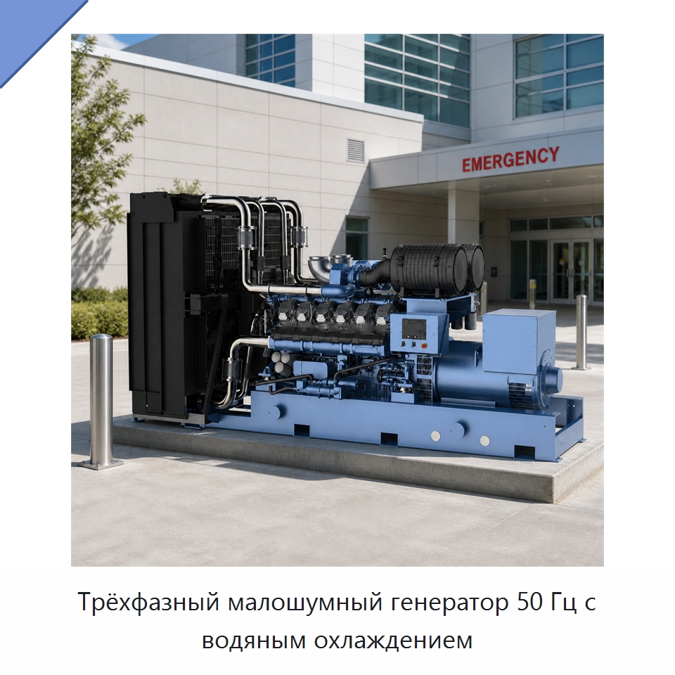 Трёхфазный малошумный генератор 50 Гц с водяным охлаждением — Дизельные генераторы