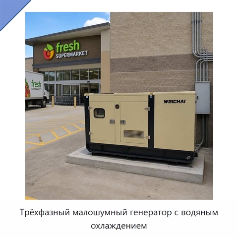 Трёхфазный малошумный генератор с водяным охлаждением