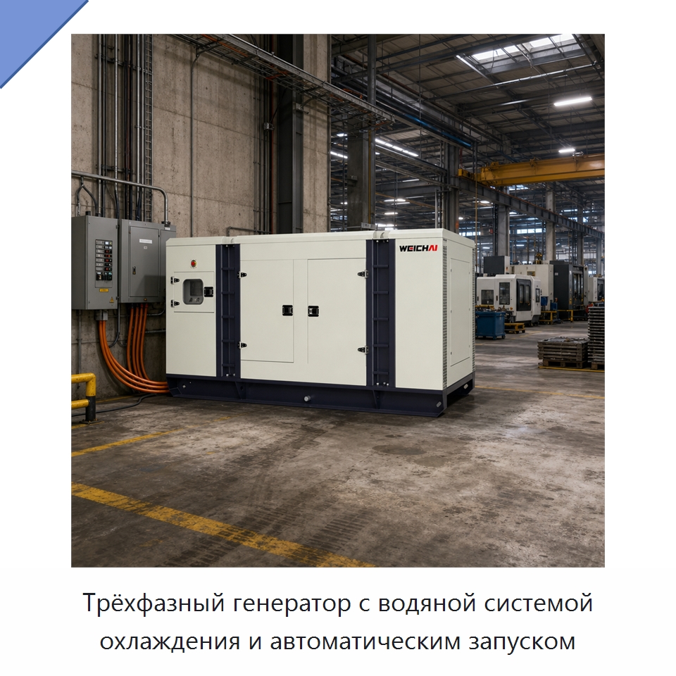 Трёхфазный генератор с водяной системой охлаждения и автоматическим запуском — Дизельные генераторы