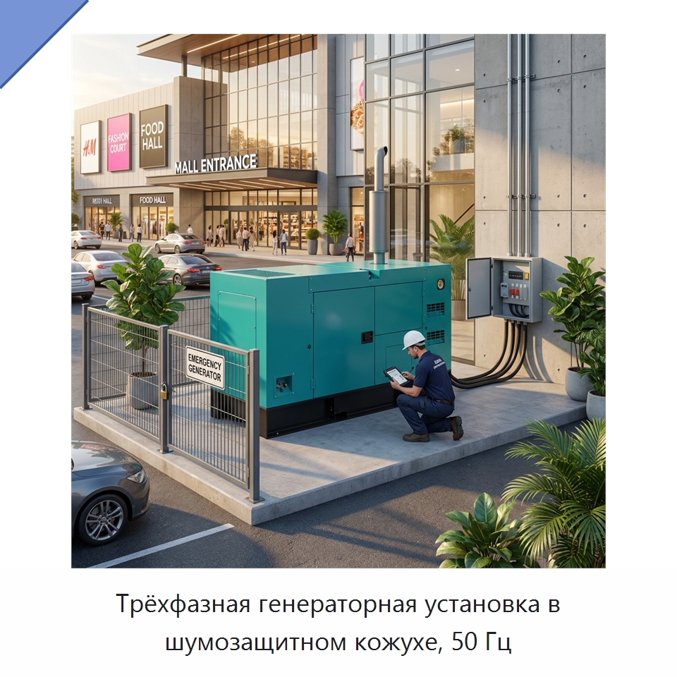 Трёхфазная генераторная установка в шумозащитном кожухе, 50 Гц — Дизельные генераторы