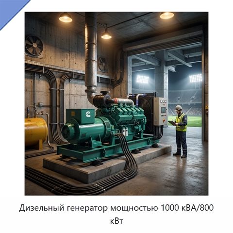 Дизельный генератор мощностью 1000 кВА/800 кВт