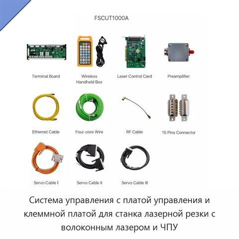 Система управления с платой управления и клеммной платой для станка лазерной резки с волоконным лазером и ЧПУ