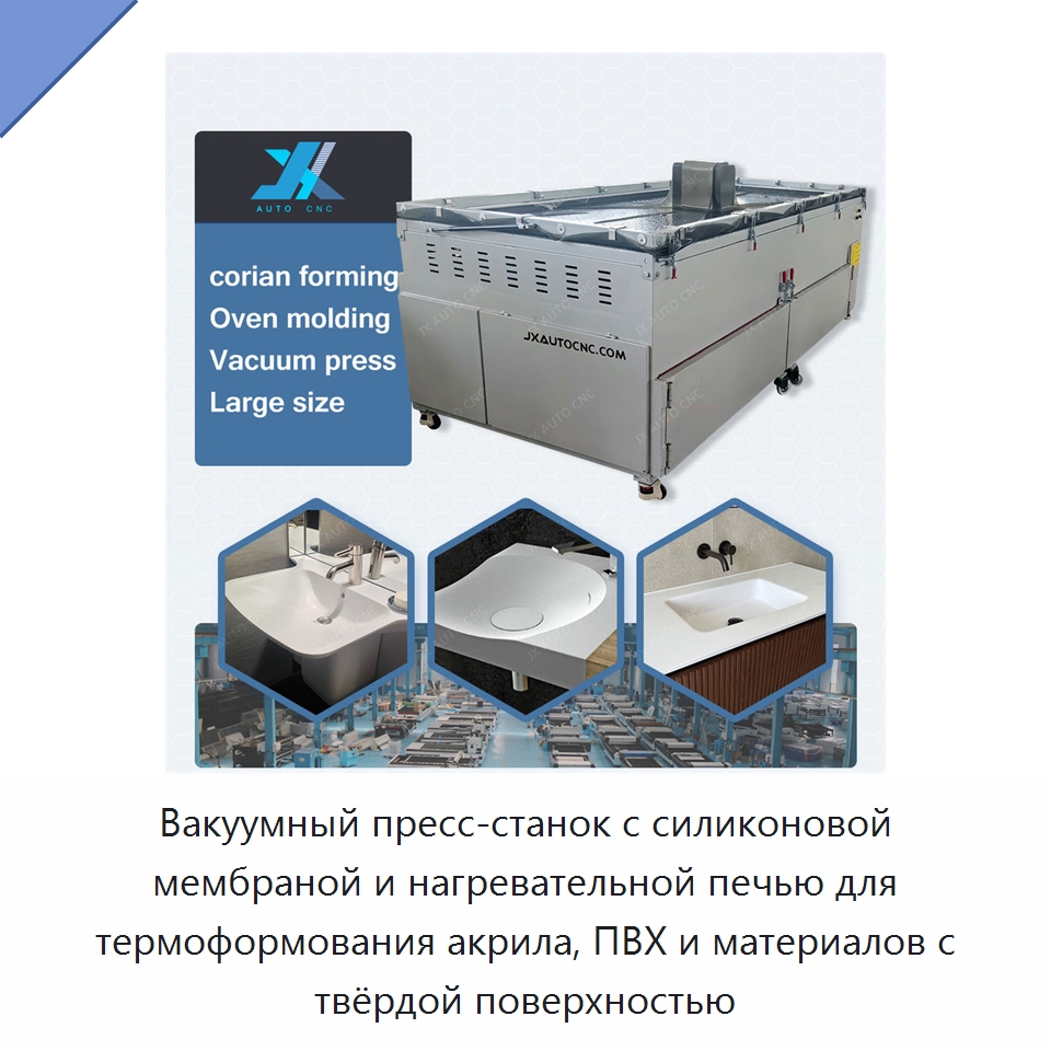 Вакуумный пресс-станок с силиконовой мембраной и нагревательной печью для термоформования акрила, ПВХ и материалов с твёрдой поверхностью — Специальные машины для производства изделий из пластмасс