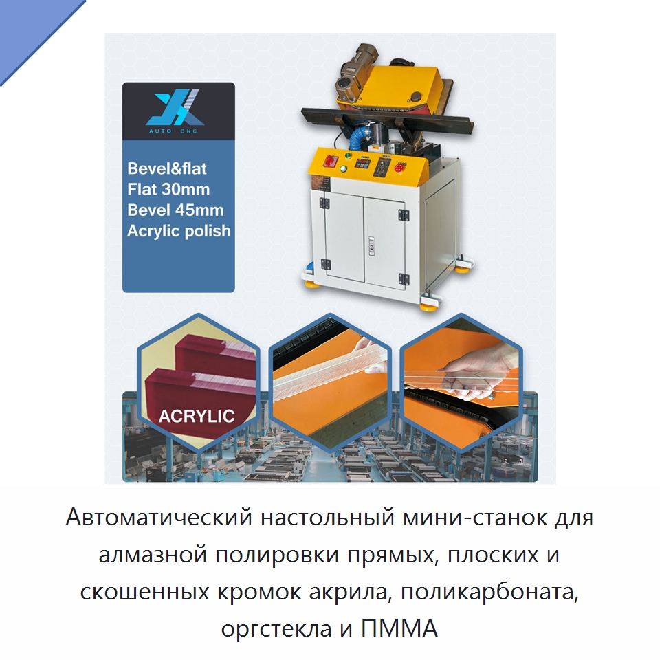 Автоматический настольный мини-станок для алмазной полировки прямых, плоских и скошенных кромок акрила, поликарбоната, оргстекла и ПММА — Полировальные машины