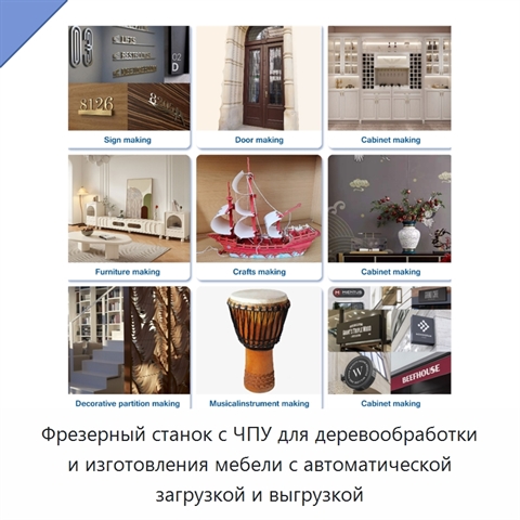 Фрезерный станок с ЧПУ для деревообработки и изготовления мебели с автоматической загрузкой и выгрузкой