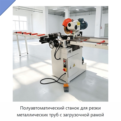 Полуавтоматический станок для резки металлических труб с загрузочной рамой