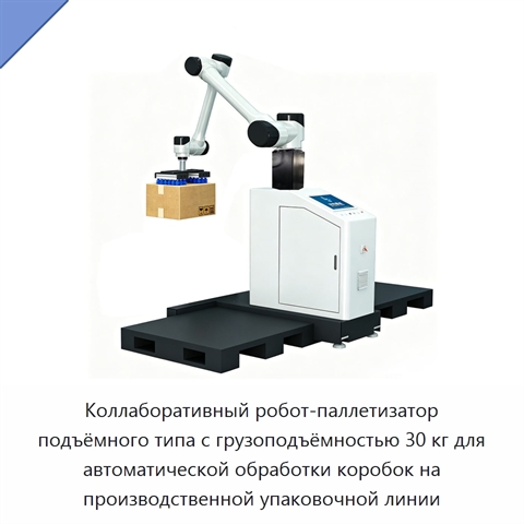 Коллаборативный робот-паллетизатор подъёмного типа с грузоподъёмностью 30 кг для автоматической обработки коробок на производственной упаковочной линии